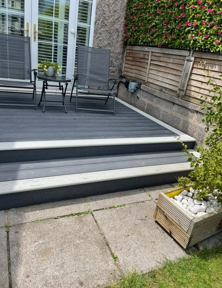 Two-tone raised deck with clean step detail